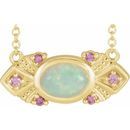 White Opal Necklace in 14 Karat Yellow Gold Ethiopian Opal & Pink Sapphire Vintage-Inspired 16