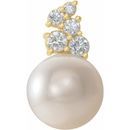 White Cultured Freshwater Pearl Pendant in 14 Karat Yellow Gold Freshwater Cultured Pearl & 1/4 Carat Diamond Pendant