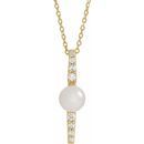 Cultured Freshwater Pearl Necklace in 14 Karat Yellow Gold Freshwater Cultured Pearl & 1/6 Carat Diamond 16-18