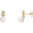 Shop 14 Karat Yellow Gold Freshwater Pearl & 0.40 Carat Diamond Earrings