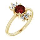 Red Garnet Ring in 14 Karat Yellow Gold Garnet & 1/4 Carat Diamond Ring