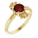 Red Garnet Ring in 14 Karat Yellow Gold Garnet & 1/6 Carat Diamond Ring