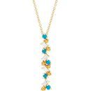 Multi-Gemstone Necklace in 14 Karat Yellow Gold Honey Passion Topaz, Turquoise & 1/8 Carat Diamond Scattered Bar 16-18