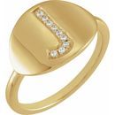 White Diamond Ring in 14 Karat Yellow Gold Initial J .05 Carat Diamond Ring