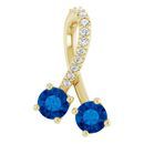 14 Karat Yellow Gold Grown Blue Sapphire & .05 Carat Weight Diamond Pendant