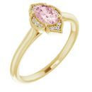 Pink Morganite Ring in 14 Karat Yellow Gold Morganite & .03 Carat Diamond Ring