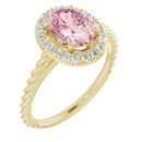 Pink Morganite Ring in 14 Karat Yellow Gold Morganite & 1/6 Carat Diamond Ring