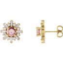 Pink Morganite Earrings in 14 Karat Yellow Gold Morganite & 3/4 Carat Diamond Earrings
