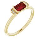 Red Garnet Ring in 14 Karat Yellow Gold Mozambique Garnet & .02 Carat Diamond Stackable Ring