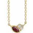 Red Garnet Necklace in 14 Karat Yellow Gold Mozambique Garnet & .03 Carat Diamond 18