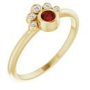 Red Garnet Ring in 14 Karat Yellow Gold Mozambique Garnet & .04 Carat Diamond Ring