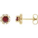 Red Garnet Earrings in 14 Karat Yellow Gold Mozambique Garnet & 1/2 Carat Diamond Earrings