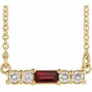 Red Garnet Necklace in 14 Karat Yellow Gold Mozambique Garnet & 1/5 Carat Diamond 16