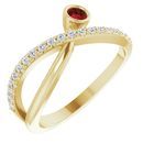 Red Garnet Ring in 14 Karat Yellow Gold Mozambique Garnet & 1/5 Carat Diamond Ring