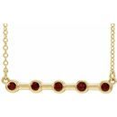Red Garnet Necklace in 14 Karat Yellow Gold Mozambique Garnet Bezel-Set Bar 16