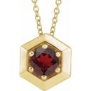 Red Garnet Necklace in 14 Karat Yellow Gold Mozambique Garnet Geometric 16-18