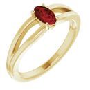 Red Garnet Ring in 14 Karat Yellow Gold Mozambique Garnet Solitaire Youth Ring