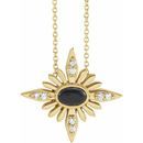 Black Onyx Necklace in 14 Karat Yellow Gold Onyx & .08 Carat Diamond Celestial 16-18