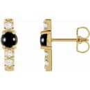 Black Black Onyx Earrings in 14 Karat Yellow Gold Onyx & 1/5 Carat Diamond Bar Earrings