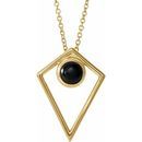 Black Onyx Necklace in 14 Karat Yellow Gold Onyx Cabochon Pyramid 16-18