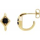 Black Black Onyx Earrings in 14 Karat Yellow Gold Onyx Geometric Hoop Earrings