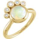 Natural Opal Ring in 14 Karat Yellow Gold Opal & 1/8 Carat Diamond Ring