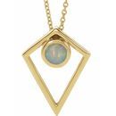 White Opal Necklace in 14 Karat Yellow Gold Opal Cabochon Pyramid 24