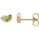 Genuine Peridot Earrings in 14 Karat Yellow Gold Peridot & .05 Carat Diamond Earrings
