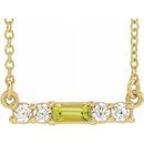 Genuine Peridot Necklace in 14 Karat Yellow Gold Peridot & 1/5 Carat Diamond 18