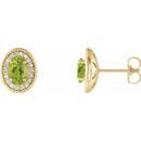 Genuine Peridot Earrings in 14 Karat Yellow Gold Peridot & 1/5 Carat Diamond Halo-Style Earrings