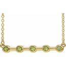 Genuine Peridot Necklace in 14 Karat Yellow Gold Peridot Bezel-Set Bar 16
