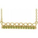 Genuine Peridot Necklace in 14 Karat Yellow Gold Peridot Infinity-Inspired Bar 16