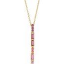 Multi-Gemstone Necklace in 14 Karat Yellow Gold Pink Multi-Gemstone Bar 16-18