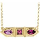 Multi-Gemstone Necklace in 14 Karat Yellow Gold Pink Multi-Gemstone Geometric Bar 16
