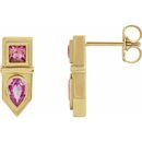 Multi-Gemstone Earrings in 14 Karat Yellow Gold Pink Multi-Gemstone Geometric Bar Drop Earrings