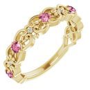 Pink Tourmaline Ring in 14 Karat Yellow Gold Pink Tourmaline & .02 Carat Diamond Vintage-Inspired Scroll Ring
