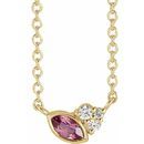 Pink Tourmaline Necklace in 14 Karat Yellow Gold Pink Tourmaline & .03 Carat Diamond 18