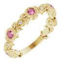 Pink Tourmaline Ring in 14 Karat Yellow Gold Pink Tourmaline & .03 Carat Diamond Leaf Ring