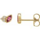 Pink Tourmaline Earrings in 14 Karat Yellow Gold Pink Tourmaline & .05 Carat Diamond Earrings
