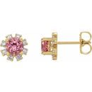 Pink Tourmaline Earrings in 14 Karat Yellow Gold Pink Tourmaline & .07 Carat Diamond Earrings