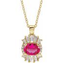 Pink Tourmaline Necklace in 14 Karat Yellow Gold Pink Tourmaline & 1/3 Carat Diamond 16-18
