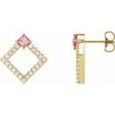 Pink Tourmaline Earrings in 14 Karat Yellow Gold Pink Tourmaline & 1/3 Carat Diamond Earrings
