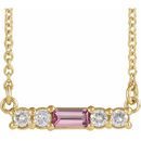 Pink Tourmaline Necklace in 14 Karat Yellow Gold Pink Tourmaline & 1/5 Carat Diamond 16