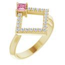 Pink Tourmaline Ring in 14 Karat Yellow Gold Pink Tourmaline & 1/5 Carat Diamond Geometric Ring