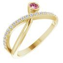Pink Tourmaline Ring in 14 Karat Yellow Gold Pink Tourmaline & 1/5 Carat Diamond Ring