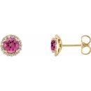 Pink Tourmaline Earrings in 14 Karat Yellow Gold Pink Tourmaline & 1/6 Carat Diamond Earrings