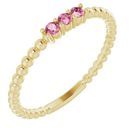 Pink Tourmaline Ring in 14 Karat Yellow Gold Pink Tourmaline Beaded Ring