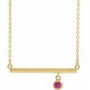 Pink Tourmaline Necklace in 14 Karat Yellow Gold Pink Tourmaline Bezel-Set 16