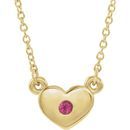 Pink Tourmaline Necklace in 14 Karat Yellow Gold Pink Tourmaline Heart 16