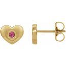 Pink Tourmaline Earrings in 14 Karat Yellow Gold Pink Tourmaline Heart Earrings